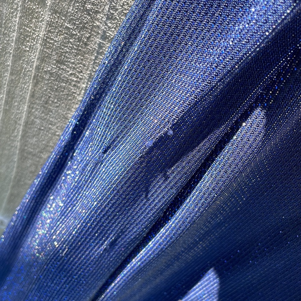 Scott McClintock Navy Long Metallic Evening Gown 8 - Picture 6 of 14